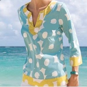 Boden 3/4 Sleeve Aqua Circles Tunic